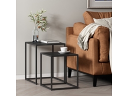2 conjunto de mesa auxiliar Ninho de aço vex 49 x 40 x 40 cm preto fosco [EN.CASA]