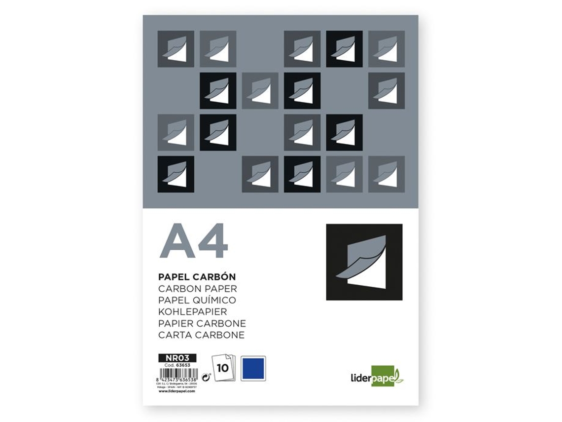 Papel Carbono Liderpapel com Cor Intensa A4 Azul 10 Folhas