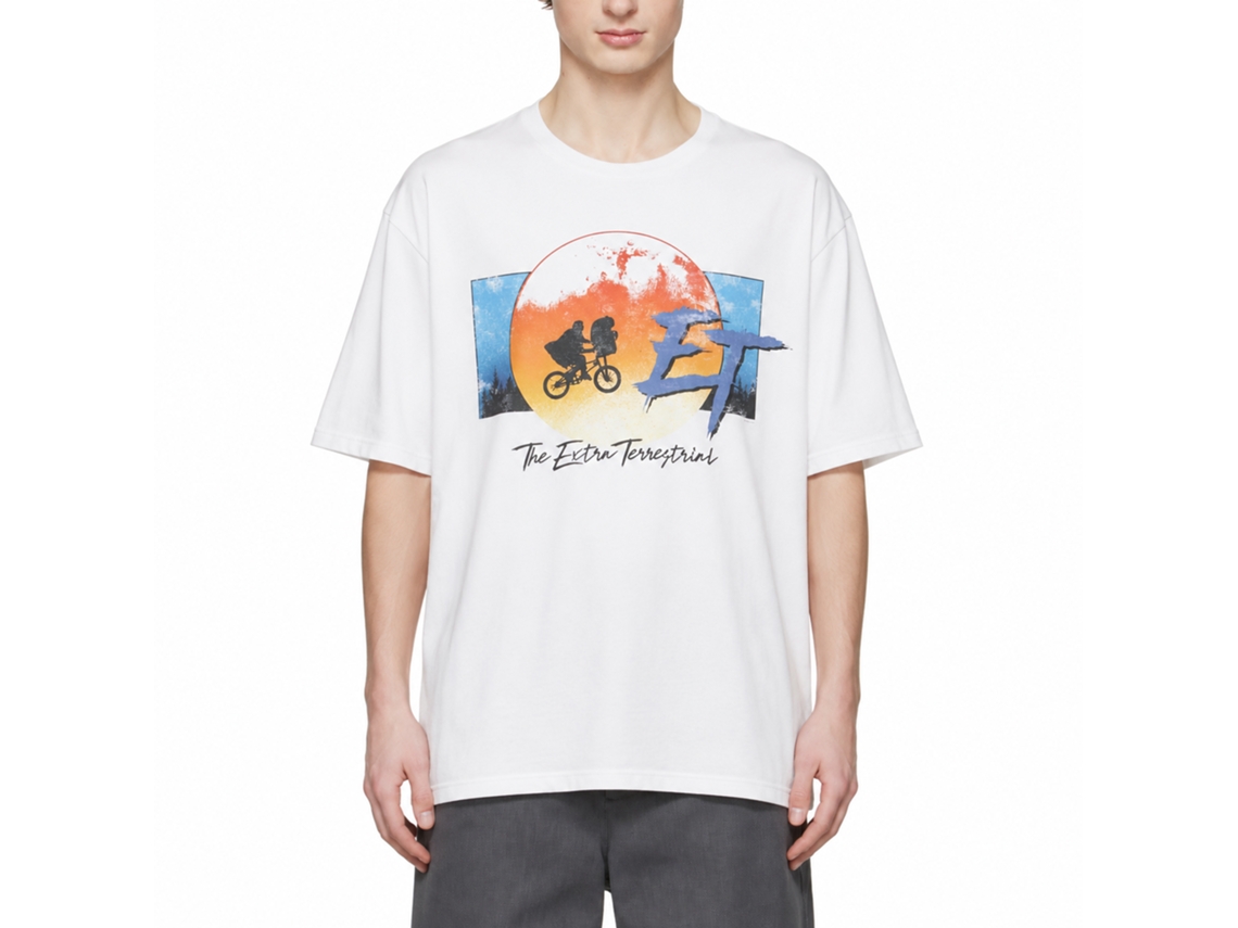 Rockinstone E.t. Moon Forest And Bike White T-shirt Size:xxxl