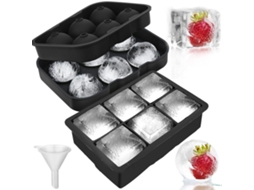 Formas De Gelo Em Silicone Com Tampas,ideais Para Congelador, Whisky E Cocktails. Empilháveis, Livres De Bpa.(2 Peças) Preto Hexinyigjly