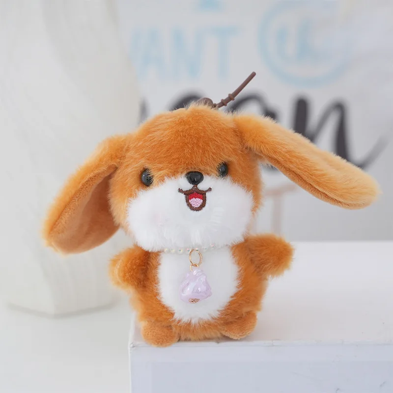 Chaveiro/pingente De Bolsa Em Forma De Coelho Fofo De Orelhas Caídas (marrom), 13 Cm