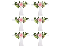 Laxiscreed Flores Artificiais Para Encosto De Cadeira, Conjunto De 6 Para Casamentos E Eventos