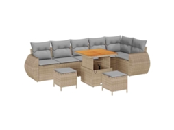 Maison Exclusive - Conjunto De Sofá De Jardim 9 Pcs Bege E Cinzento Claro