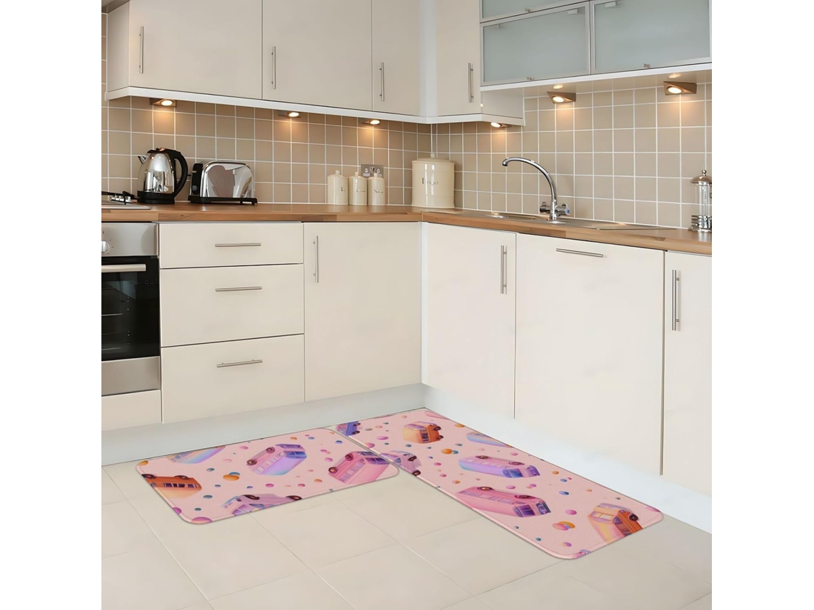 Conjunto de 2 Tapetes Acolchoados, Antiderrapantes e Antifadiga para Pia De Cozinha, Laváveis, 43x 75cm + 119cm