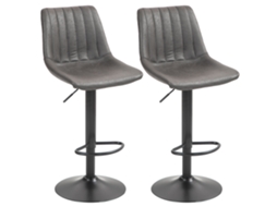 Conjunto De 2 Bancos De Bar Em Design Retro, Com Apoio Para Os Pés, Altura Ajustável, Elevador A Gás, Cinzento Escuro