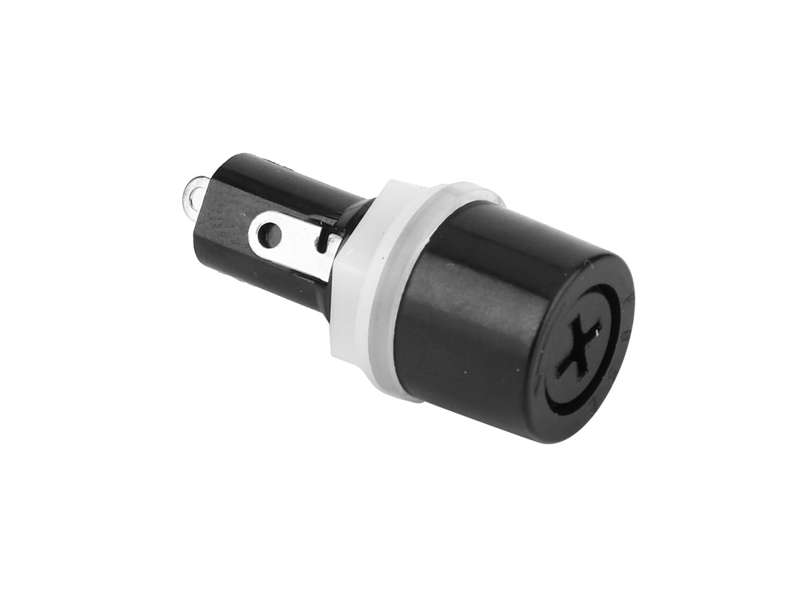 Porta-fusível MF 528, tubo plano preto, 5 x 20, parafuso Phillips, 10 A, 250 V