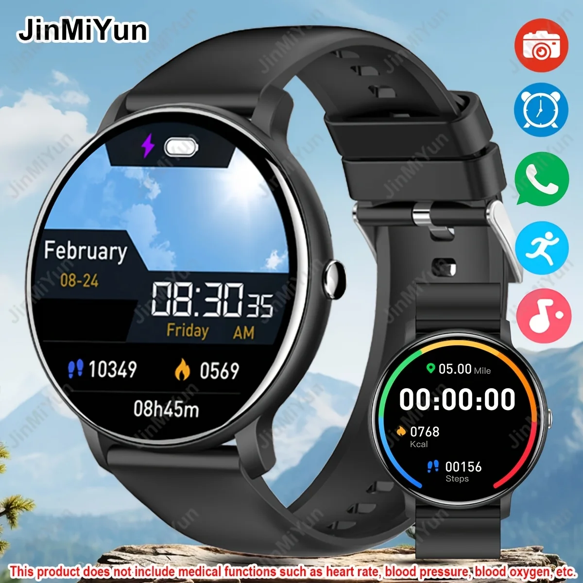 (preto) Smartwatch Com Chamadas Sem Fio E Uma Confortável Pulseira De Silicone.