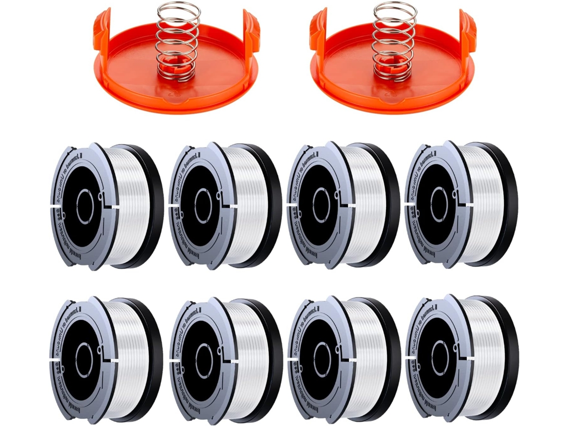 Compatível com Black+decker, A6481 A6485, 1,65 Mm (8, Carretel de Fio e Tampa para Aparador de Grama AQUAFORGE