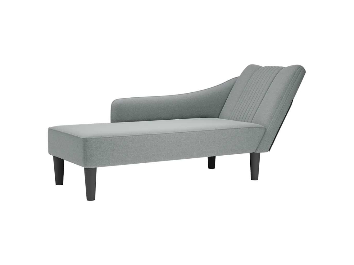Vidaxl Chaise Lounge Com Apoio De Braço Direito Em Tecido Cinza Claro
