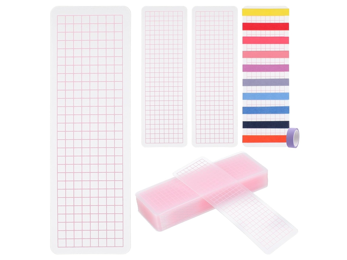Conjunto de 40 organizadores de cadernos de plástico para mesa e escola, rosa, design simples e versátil.