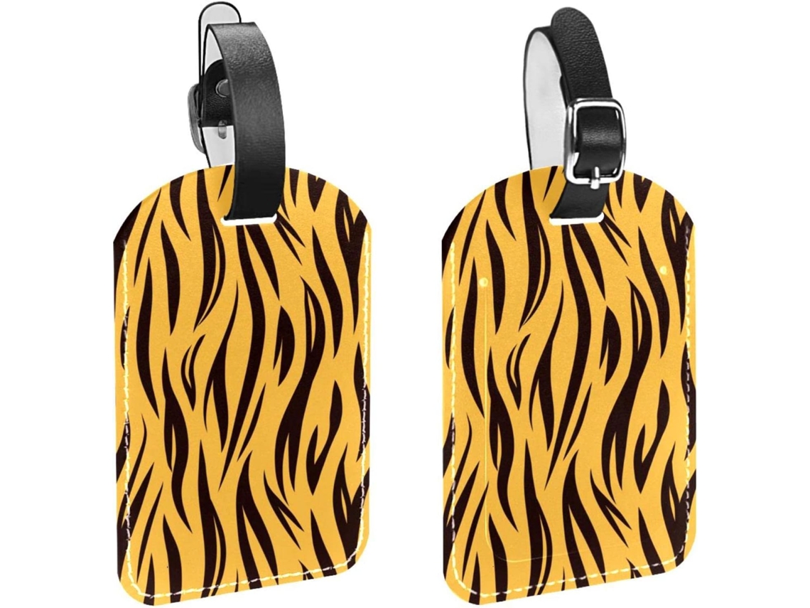 Conjunto De 2 Etiquetas Bagagem Em Couro Pu Com Estampa Tigre