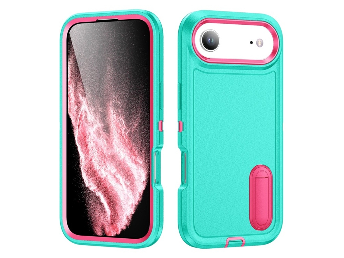 Capa Para Iphone Air Com Suporte Integrado, Em Silicone - Verde Claro/rosa