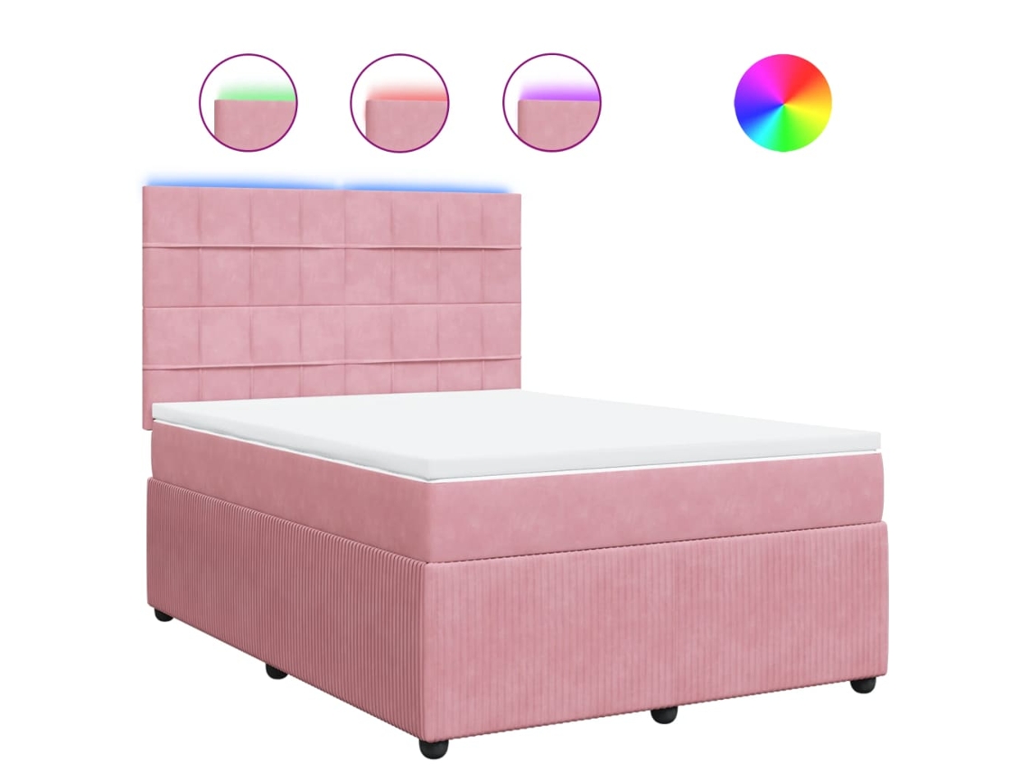 Box Spring Bed, Box Spring Beds Vidaxl Cor-de-rosa Veludo (140 X 190 Cm)