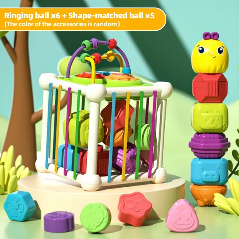 Cubo de Encaixe Montessori para Bebês, Blocos de Construção Sensoriais Macios, Brinquedo Educativo para a Primeira Infância. MDUG