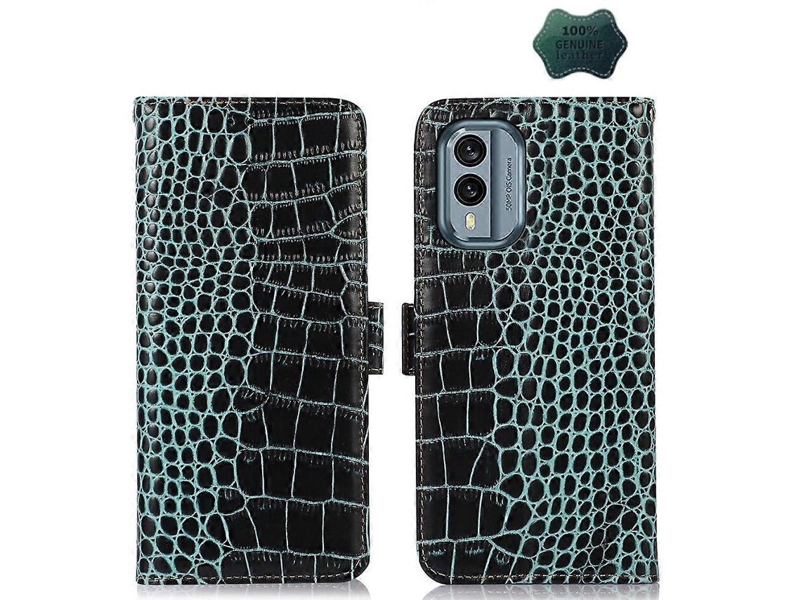 Capa De Celular Em Couro De Crocodilo Com Camada Superior De Couro Bovino Para Nokia X30 5g