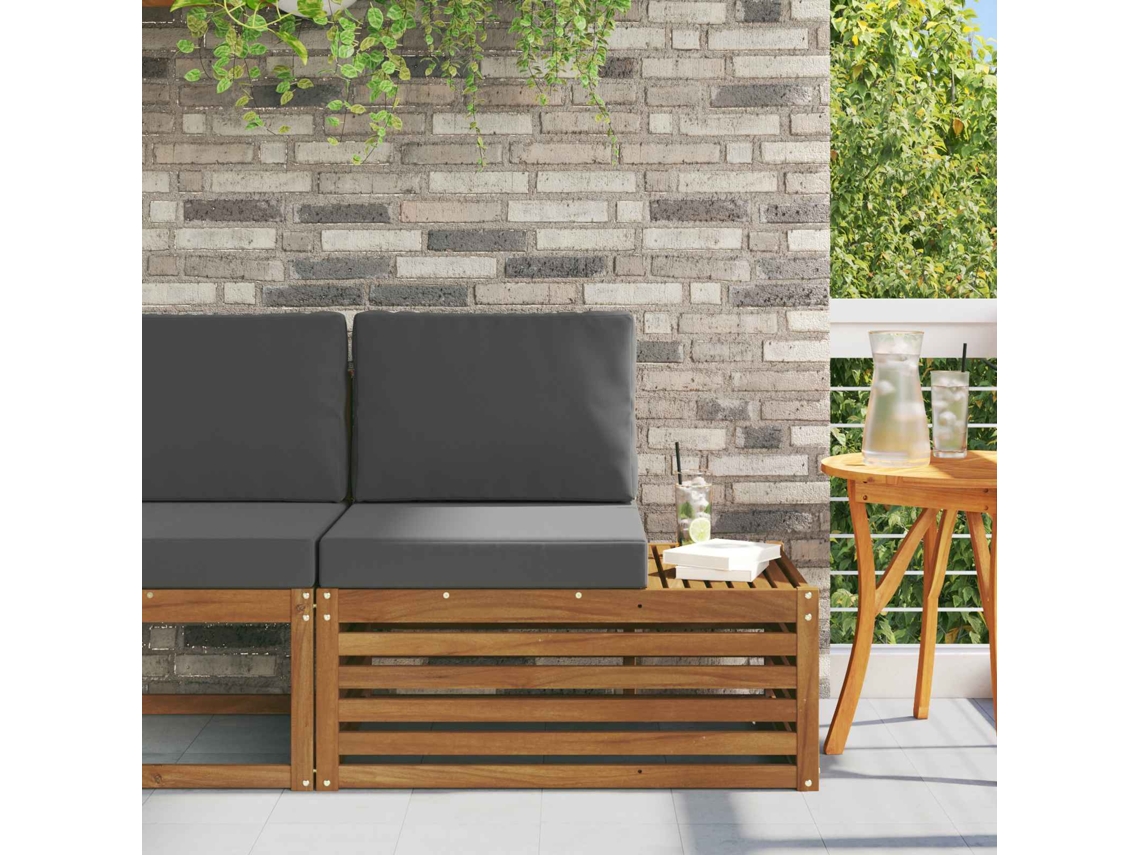 Vidaxl Sofá De Canto Externo Com Almofada Natural 91 X 63 X 73 Cm