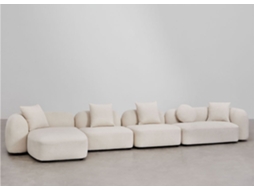 Sklum Sofá Modular Chaise Longue Esquerdo De 4 Peças Em Chenille Coco Poliéster                       Chenille Branco Grosso