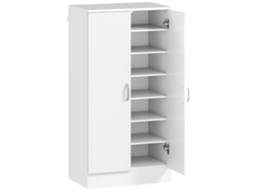Sapateira De 2 Portas Para Entrada Com 6 Prateleiras Ajustáveis Para 14 Pares De 55x35x108 Cm Branco