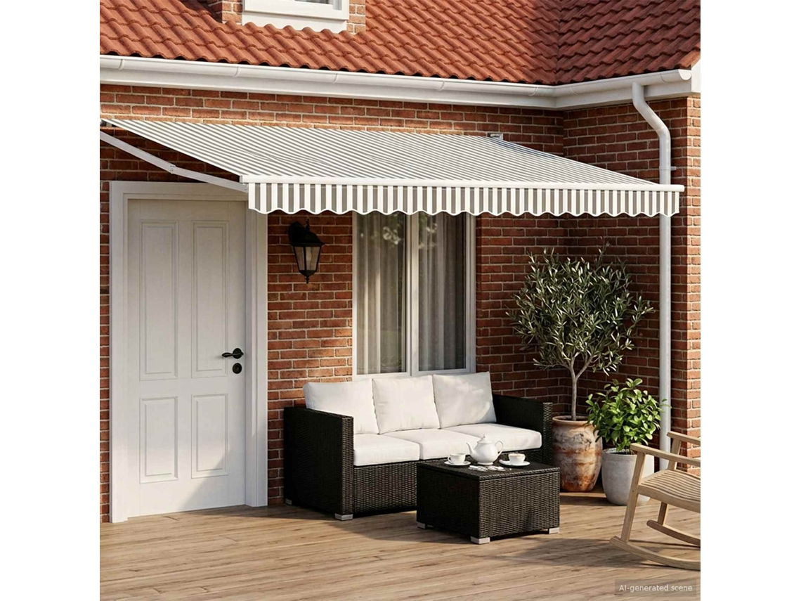 Vidaxl Toldo Retrátil Manual Com Leds Antracite E Branco 5 X 3 M