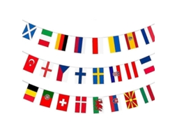 Cadeia De Bandeiras Decorativa Com 24 Países Do Campeonato Europeu De Futebol, 9m, Poliéster, 28x20cm