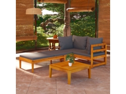 Vidaxl 3 Pcs Conj. Lounge de Jardim C/ Almofadões Cinza escuro Acácia