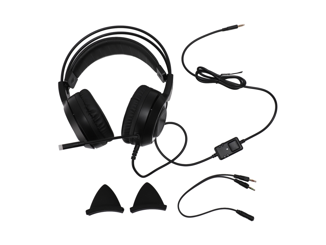Aetheria fone de Ouvido Gamer com Microfone Orelhas de Gato 3.5mm Estéreo Redução de Ruído Preto