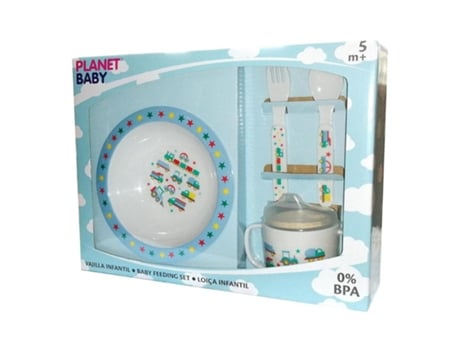 Vajilla Infantil Melamina 4 Piezas Azul Planet Baby