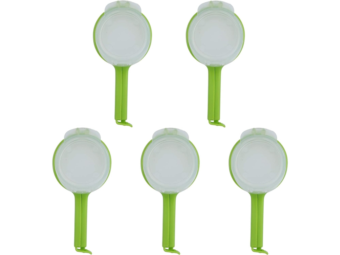 Conjunto de 5 Clipes Plásticos Reutilizáveis para Vedação Alimentar com Bico Dosador, Alfinetes para Saco Lanche