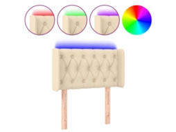 Cabeceira de Cama com Luzes Led Tecido Cor Creme MAISON EXCLUSIVE (83x16x78 cm)