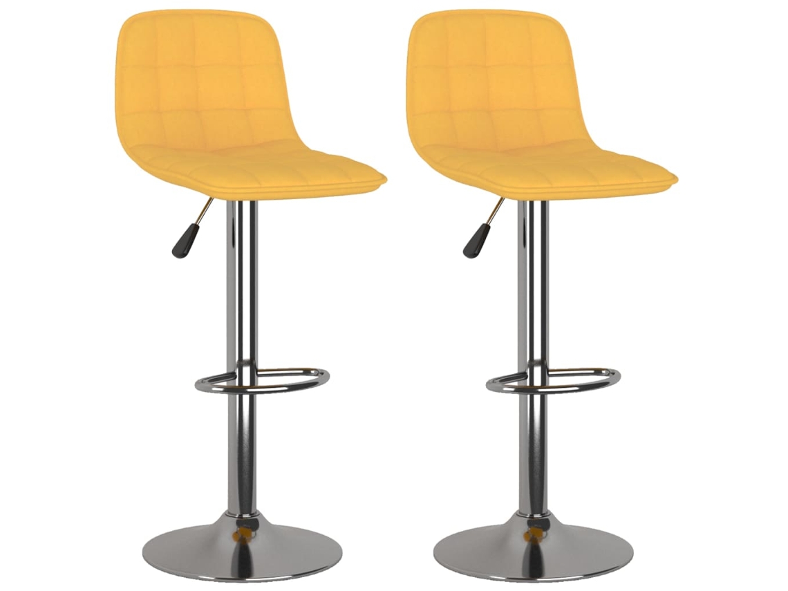 Bancos de Bar 2 Pcs Tecido Amarelo MAISON EXCLUSIVE