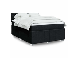 Vidaxl Cama Com Molas/colchão 140x200 Cm Tecido Preto