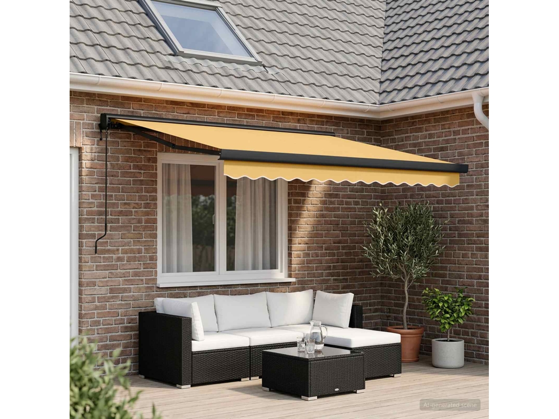 Vidaxl Toldo Retrátil Areia 350 X 250 Cm Tecido E Metal