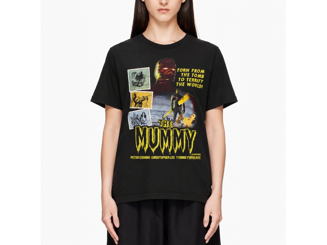 Rockinstone Horror Movies Mummy With Photographs Black Adult T-shirt Size:s