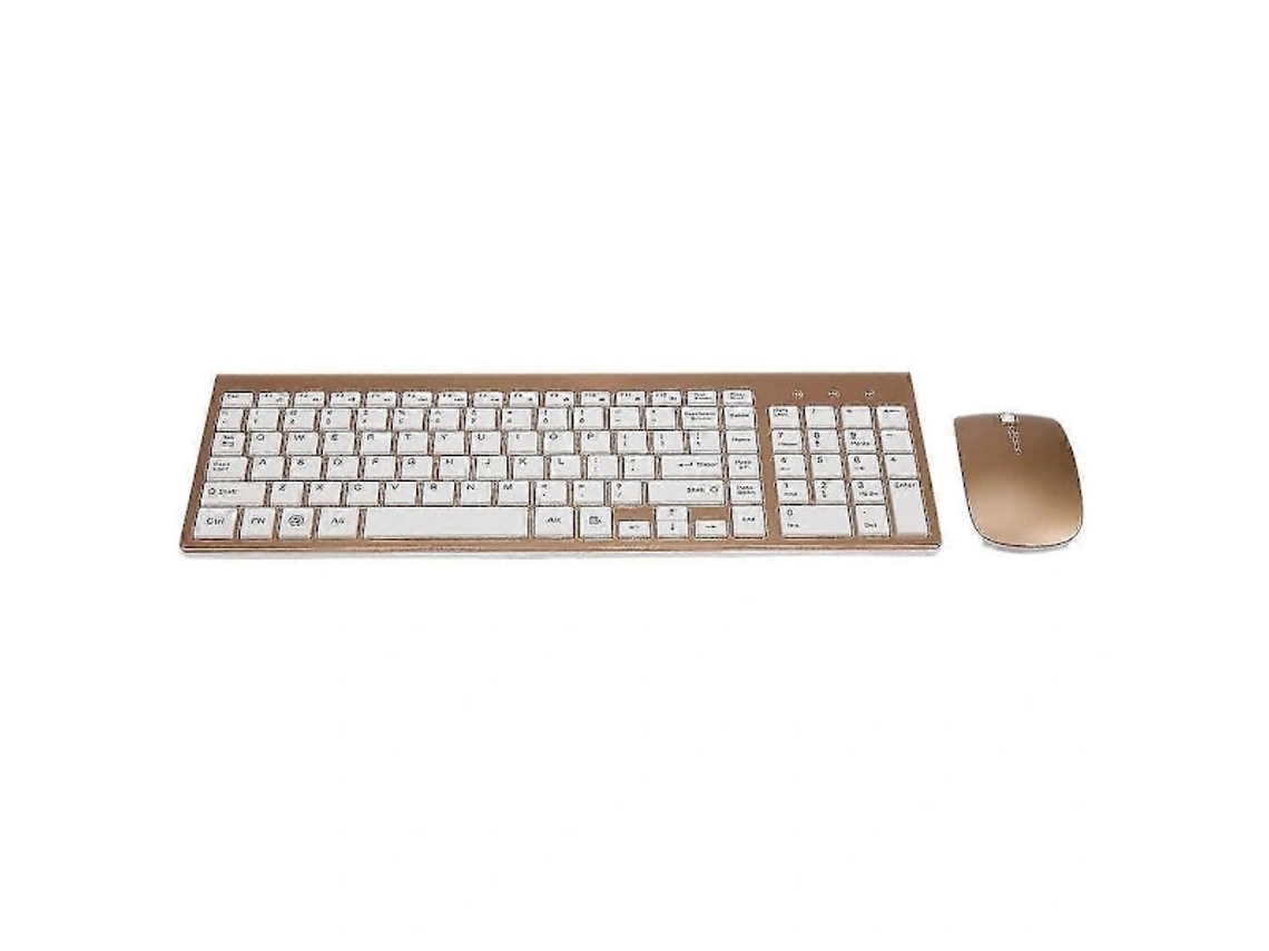 Lurelia Conjunto De Teclado E Mouse Sem Fio De 2,4 Ghz Compatível Com Mac, Pc E Windows Xp/7 Co (dourado)