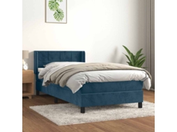 Vidaxl Cama Com Molas/colchão 90x200 Cm Veludo Azul-escuro