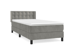 Cama com Molas/colchão 100x200 Cm Veludo Cinza claro MAISON EXCLUSIVE