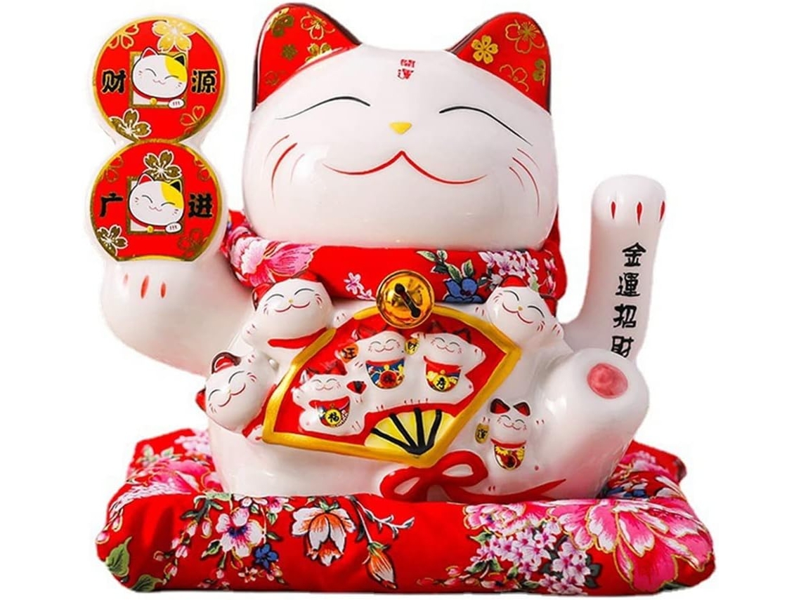 Gato Maneki De Cerâmica De 7 Polegadas, Ornamento Feng Shui, Balanço De Gato Da Sorte, C Gokoco