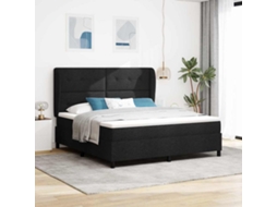 Vidaxl Cama Box Com Cabeceira Preto 180 X 200 Cm Tecido
