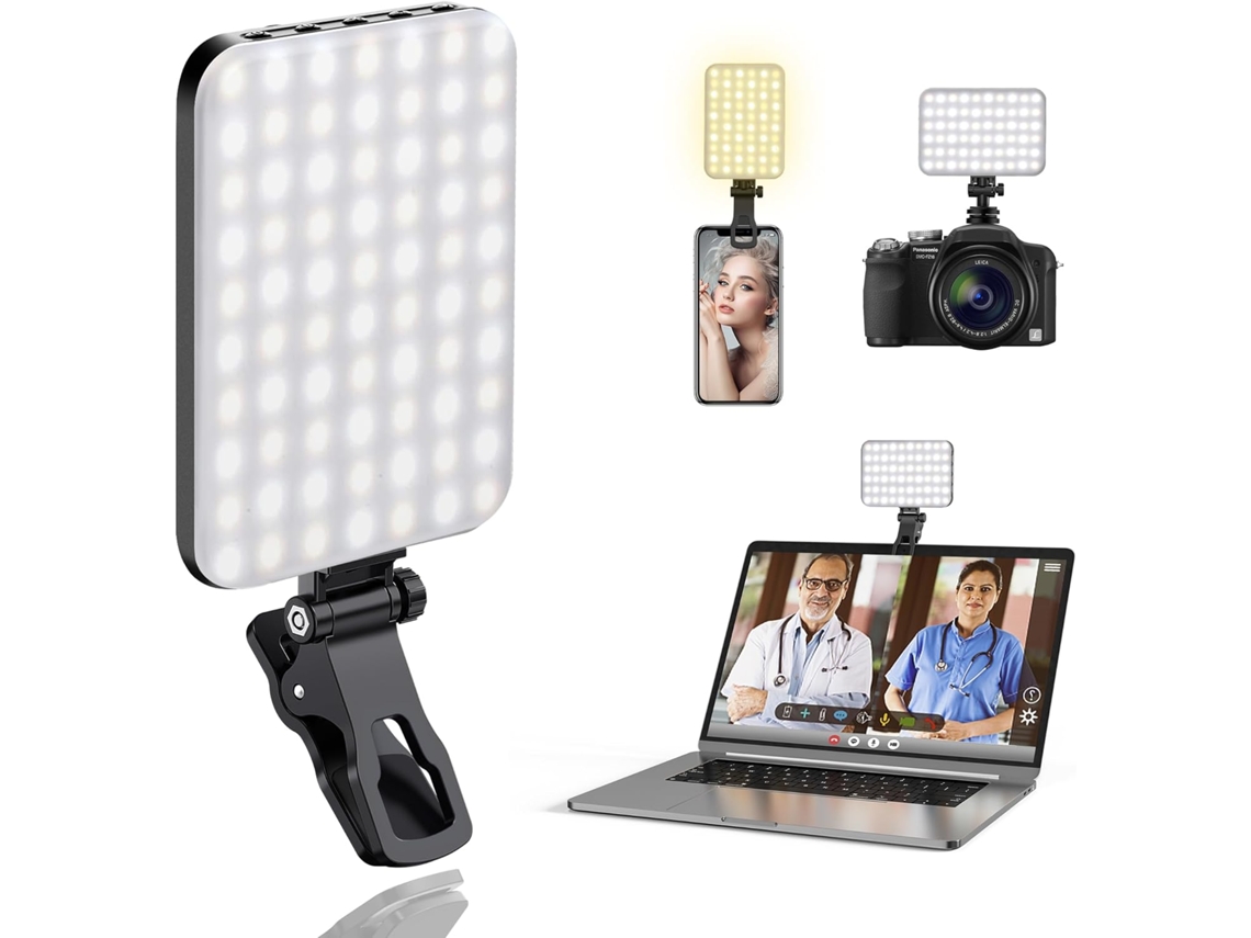 Luz Selfie 60 Led Recarregável, 3 Modos, Clip Portátil ZYBLSSBB