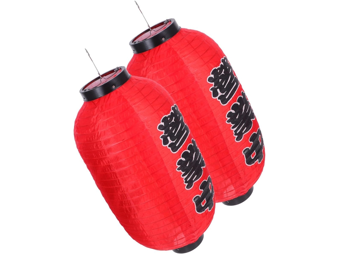 Conjunto de 2 Lanternas Impermeáveis de 20 Cm para Decoração Externa de Restaurantes Japoneses. SFUSHOS