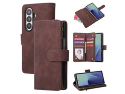 Capa Multifuncional Fosca Com Zíper Em Couro Para Celular Samsung Galaxy Z Fold7 5g