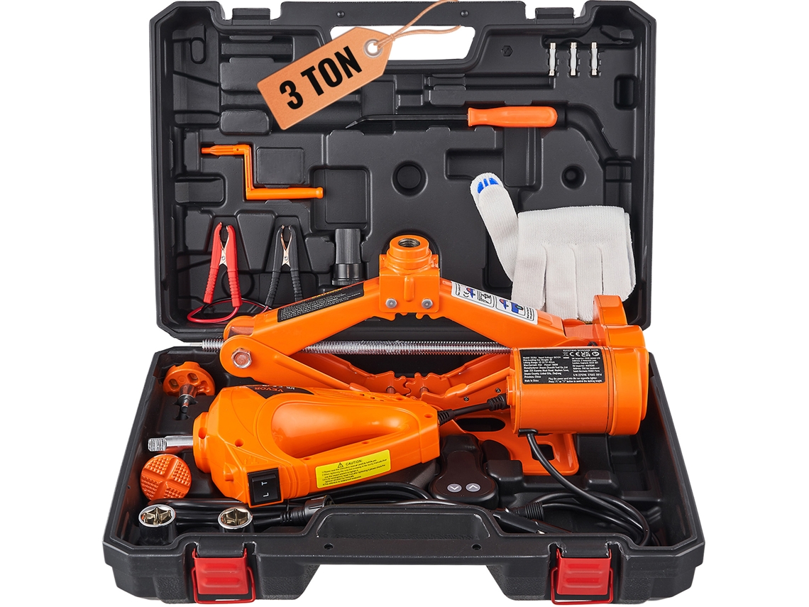 Kit de Macaco Tesoura Elétrico 3 T para Automóvel 12 V Carro Elevador com Cabo Alimentação 3,5 M Sedãs Suv Ou Qualquer Veículo
