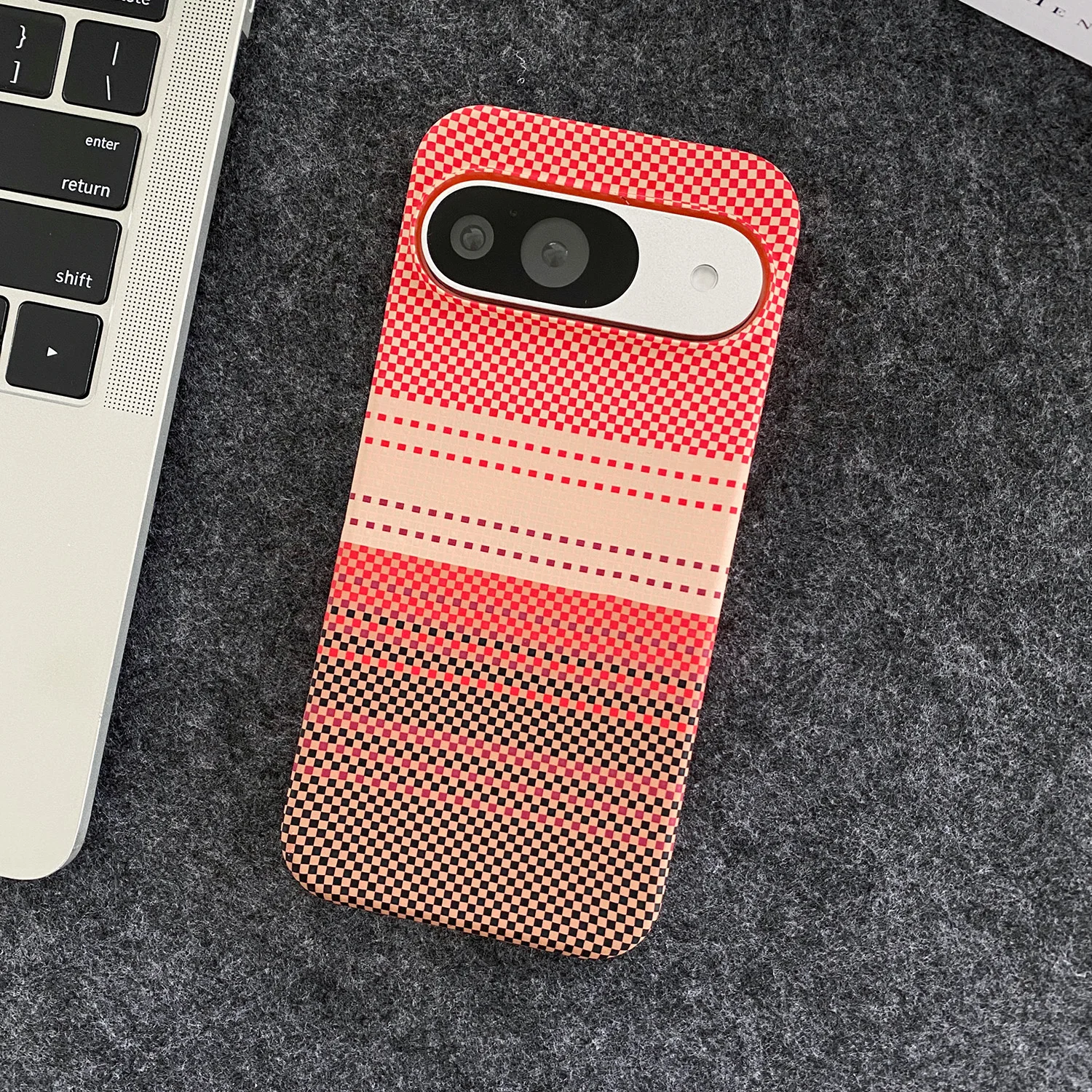 (laranja, Google Pixel 9 Pro Xl) Capa Com Textura De Fibra De Carbono – Carcaça Rígida Resistente A Impactos Com Atração Magnética Integrada
