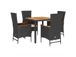 Garden Dining Set, Garden Dining Sets Vidaxl Preto Rattan / Vime (mesa Com 90 Cm De Comprimento)