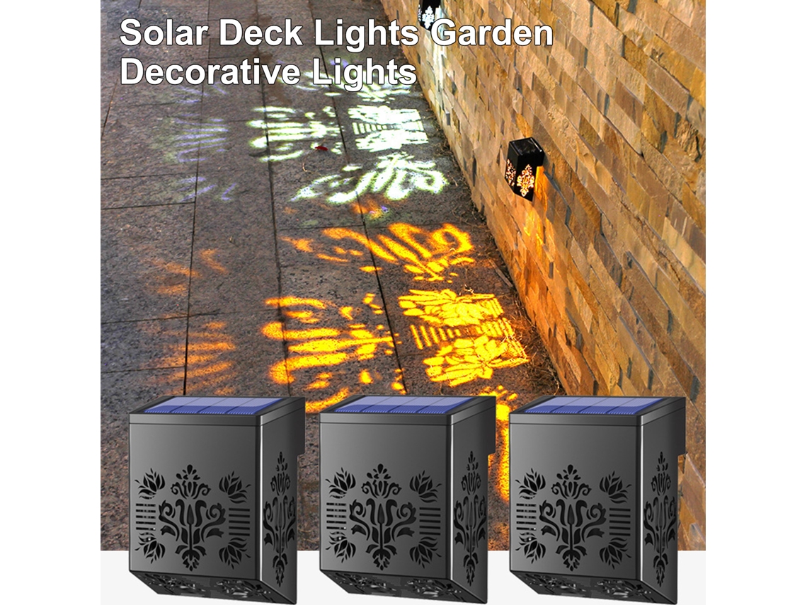 Luzes Solares para Deck e Cerca Exterior IP65 Automáticas Branco Quente Jardim Pátio | S/MARCA