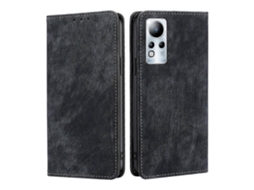 Capa De Celular Em Couro Escovado Magnético Antirroubo Rfid Para Infinix Note 11