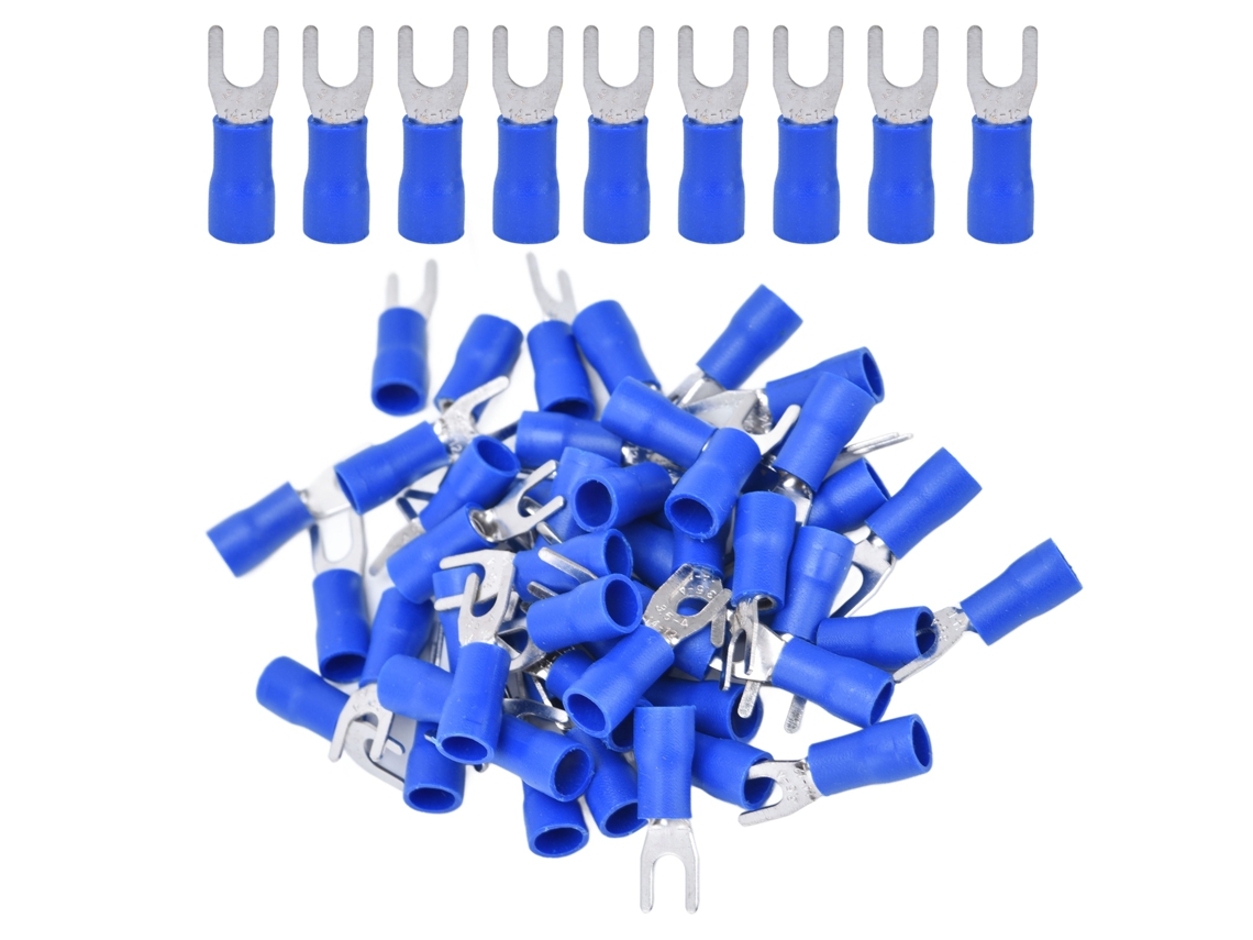 Kit De 50 Conectores De Crimpagem Garfo Isolado 14‑12awg Para Equipamentos Sv3.5‑4