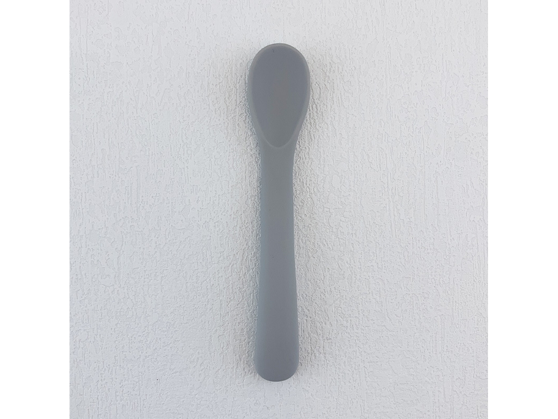 Colher de Silicone com Cabo Longo, Livre de Bpa, Ideal para Alimentação Infantil. MDUG (cinza)