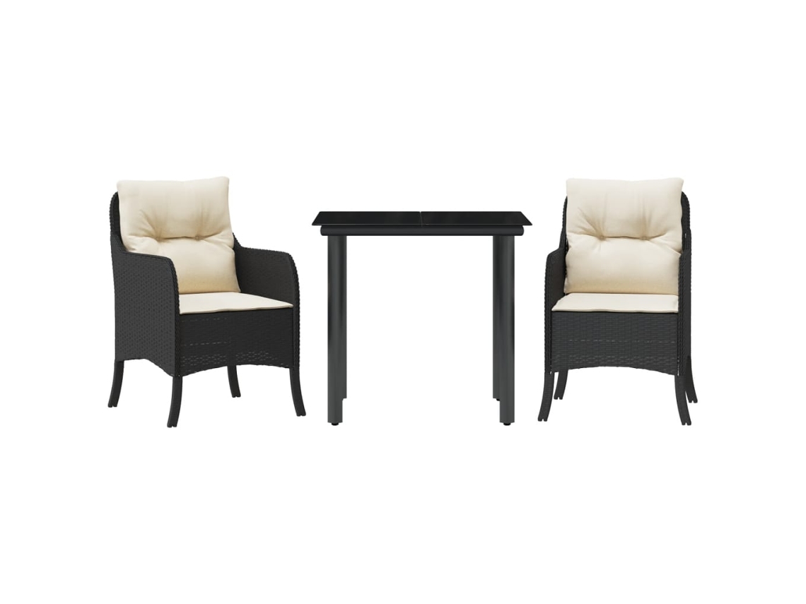 Garden Dining Set, Garden Dining Sets Vidaxl Preto Rattan / Vime (80 Cm Table Length)