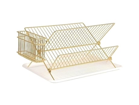 Escorredor de Pratos de Design em Metal Dourado 36 5X29 5X23 5 Amarelo LEITMOTIV